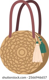 Round woven bag with handle