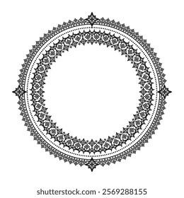 Round Wreath Black circular round ornament floral Abstract pattern Victorian Damask traditional style, illustration Vintage Design, Floral frames, Mandala, Antique, Moroccan