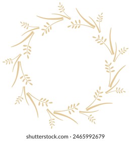 Round wreath of golden ears of wheat, vector graphics