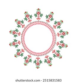 Round wreath ikat luxury colorful design, round ornament floral abstract pattern, classic Victorian traditional style, illustration vintage design, ikat flower pattern. Ideally for all decoration.