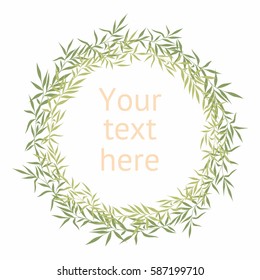 Round wreath with leaves. Vector for design