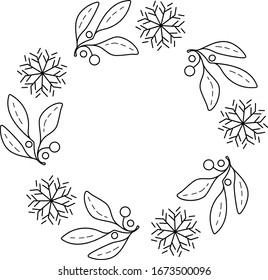 Round  wreath logo in outlines