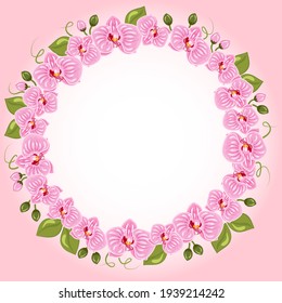 round wreath of orchid flowers