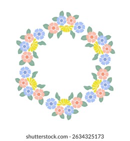 round wreath ornament pastels flower Abstract pattern on transparent background