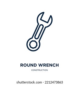 round wrench icon from construction collection. Thin linear round wrench, repair, wrench outline icon isolated on white background. Line vector round wrench sign, symbol for web and mobile