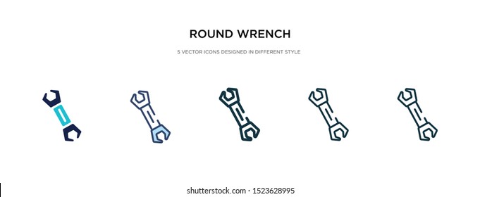 round wrench icon in different style vector illustration. two colored and black round wrench vector icons designed in filled, outline, line and stroke style can be used for web, mobile, ui
