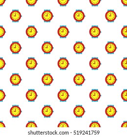 Round wrist watch pattern. Cartoon illustration of round wrist watch vector pattern for web