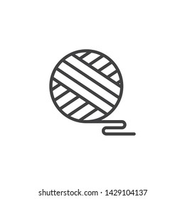 Round yarn spool line icon. linear style sign for mobile concept and web design. Knitting wool ball outline vector icon. Symbol, logo illustration. Vector graphics