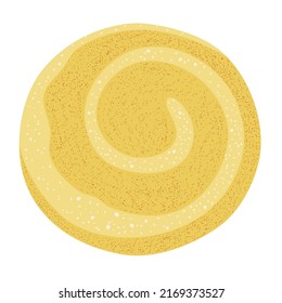 Pan redondo de levadura cocido de harina de trigo. Ilustración plana vectorial.