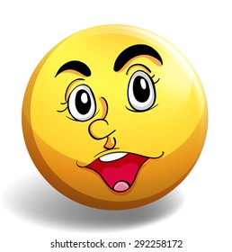 Round yellow badge with happy face