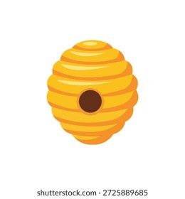 Icono amarillo redondo de la colmena aislado en la Ilustración vectorial del fondo blanco