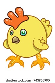 A round yellow cartoon hen. Vector illustration