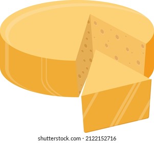 Round yellow cheese, illustration, vector on a white background.