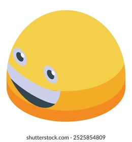 Round, yellow emoji is expressing joy with a large smile