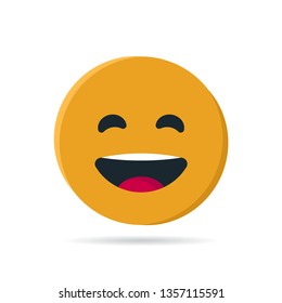 Round yellow emoji. Simple vector illustration of a laughing face for chats in flat style