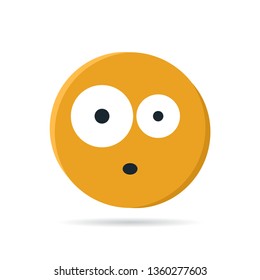 Round yellow emoji. Simple vector illustration of an astonished face for chats in flat style