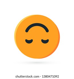 Round yellow emoji. Simple vector illustration of a upside down face for chats in flat style