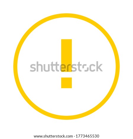 Round yellow exclamation point line icon, button, attention symbol on a white background. EPS10 vector file