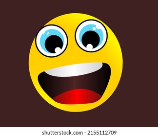 round yellow facial expression with mouth wide open