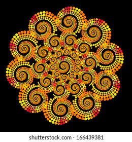 round yellow floral abstraction. Vector
