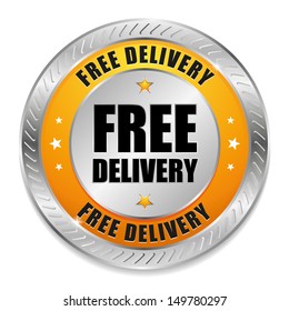 Round yellow free delivery button