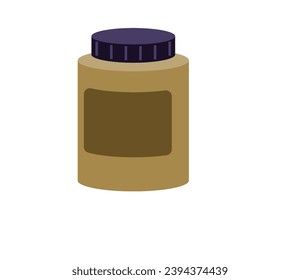 Round yellow glossy plastic jar with ribbed black lid for dry products. Realistic packaging mockup template. Storage container for bulk product. Empty jar with lid isolated on white background