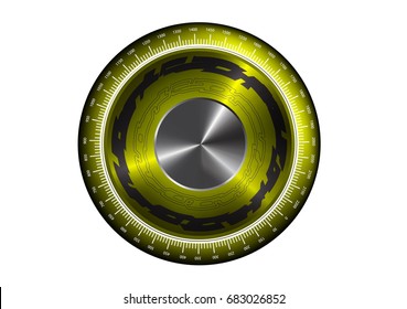 Round yellow logo on white background, line