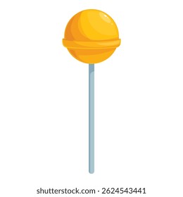 Round yellow lollipop is standing on a stick
