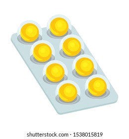 Round yellow pills. Vector illustration on a white background.