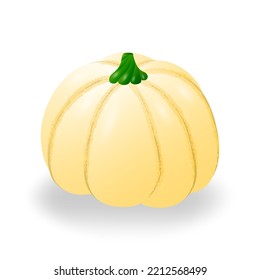 Round Yellow Pumpkin With Stem. Isolated On A White Background. Vector Illustration.