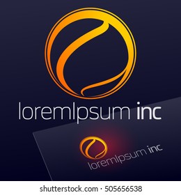 Round yellow vector sign. Logo for Media, Fashion, Cosmetics