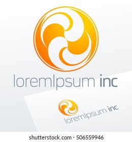 Round yellow vector sign. Logo for Media, Fashion, Cosmetics