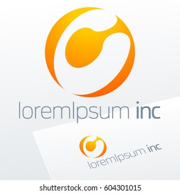 Round yellow vector sign. Logo for Business, Technology and Corporation.