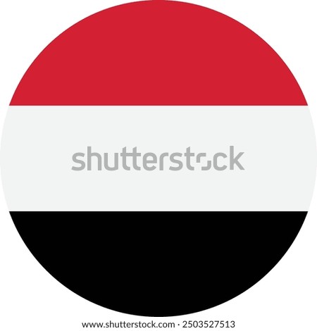 Round Yemen flag isolated on white background . Yemen flag in circle shape . Yemen flag button . Vector illustration