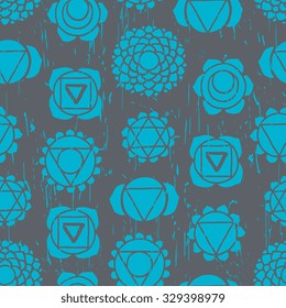 Round Yoga ornament seamless pattern. Vector illustration