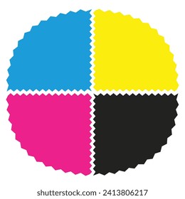 alrededor de Zigzag Edge Quartered CMYK Squirc Shapes.eps