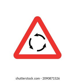 roundabout ahead sign. Traffic sign vector illustration