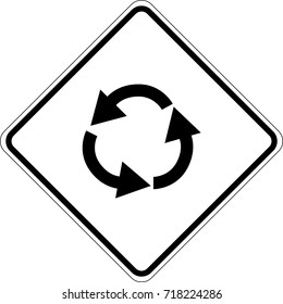 Roundabout ahead warning sign