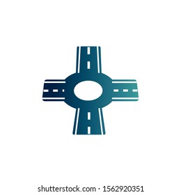 roundabout asphalt road gradient icon vector illustration