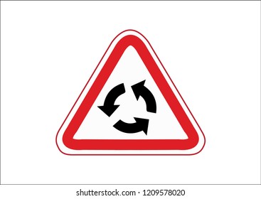 Icono de la línea de señalización Circulación de redondeo. carretera de circunvalación. Icono plano de signo de redondeo. Icono de símbolo de circulación circular