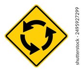 Roundabout Circulation warning road sign. Vector