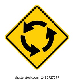 Roundabout Circulation warning road sign. Vector