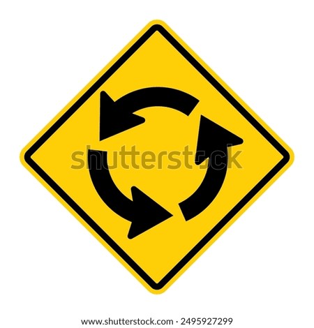 Roundabout Circulation warning road sign. Vector