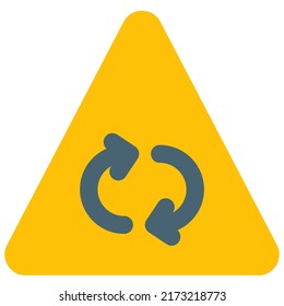 Roundabout with clockwise arrows on a triangular board