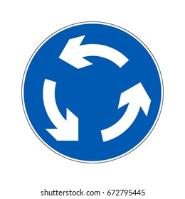 Roundabout crossroad road traffic sign