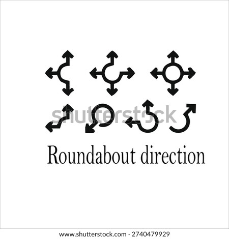 Roundabout Direction Arrows Set Isolated on White Background