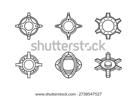 roundabout draft icon line art vector illustration isolated