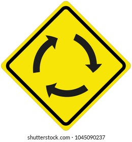 Roundabout in front warning sign design by vector