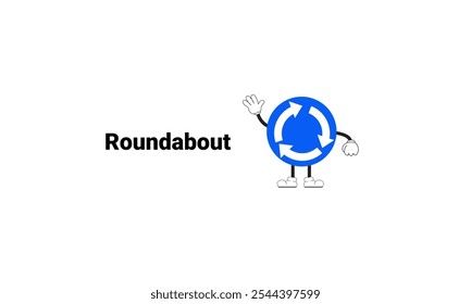 Roundabout graphic vector illustration with cartoon characters. Graphic design is suitable for children's education, story books, or traffic safety materials. vector illustration