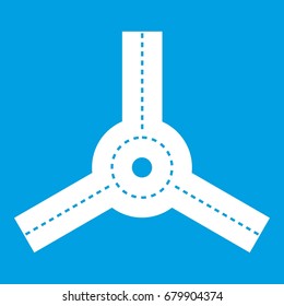 Roundabout icon white isolated on blue background vector illustration